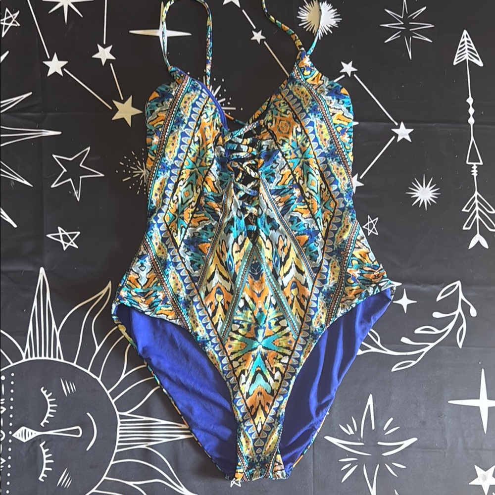 Vibrant Blue and Orange Women’s Swimwear